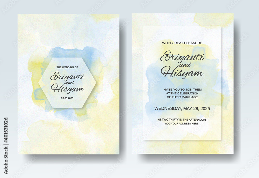 Obraz premium Wedding invitation with abstract splash watercolor