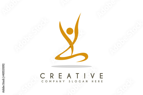 Fitness and wellness vector logo design Body balance Vector Illustration