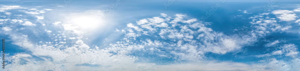 Blue sky with light clouds Seamless panorama in spherical ...