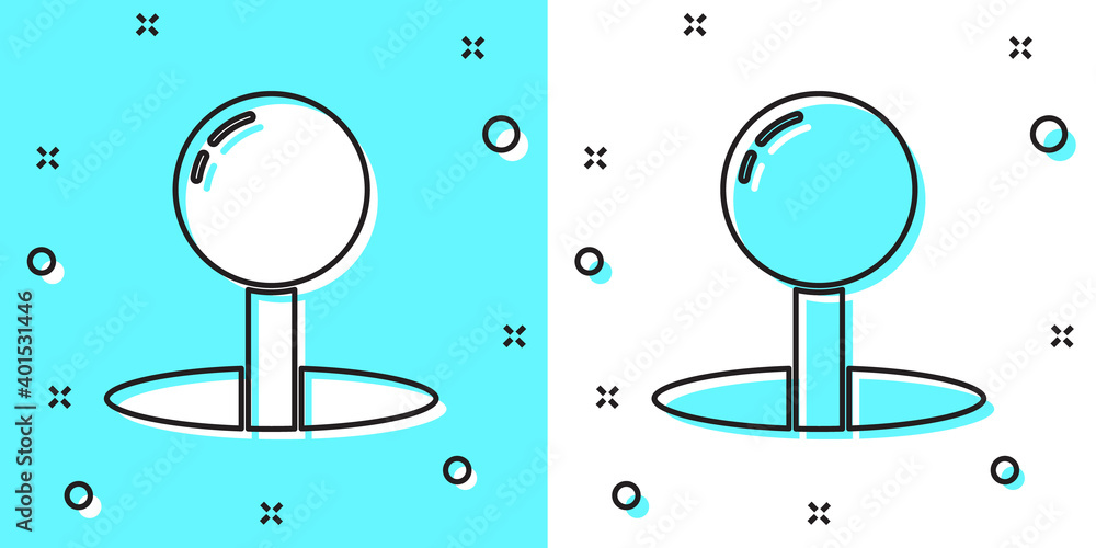 Black line Push pin icon isolated on green and white background. Thumbtacks sign. Random dynamic shapes. Vector Illustration. Black line Push pin icon isolated on green and white background. Thumbtacks sign. Random dynamic shapes. Vector Illustration.