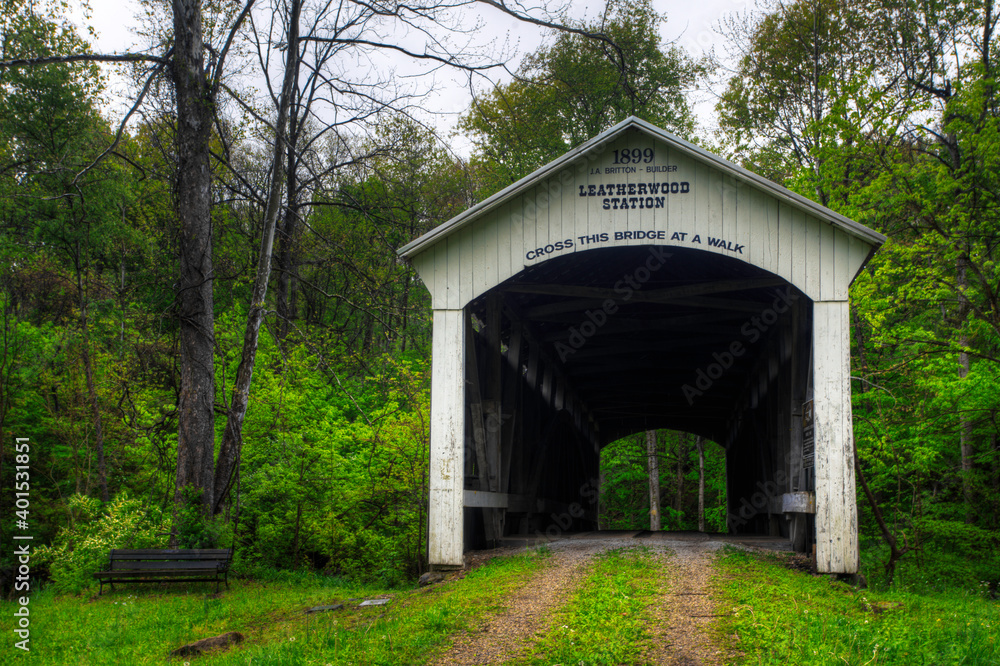 Leatherwood Station Covered Bridge in Indiana, United States Leatherwood Station Covered Bridge in Indiana, United States