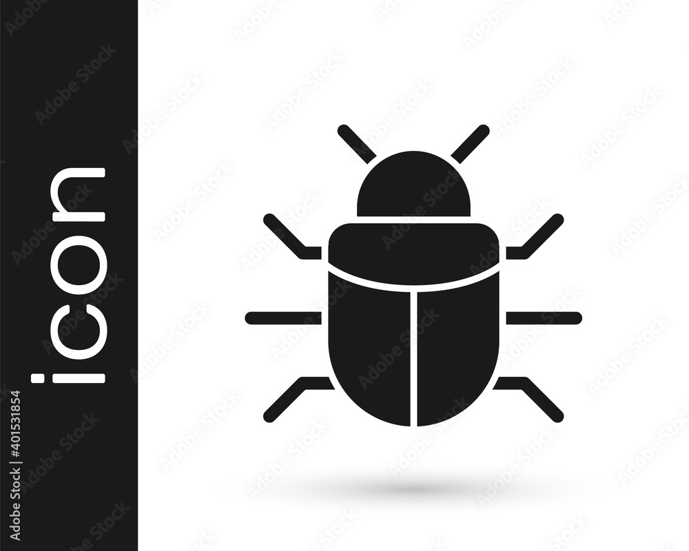 Black System bug concept icon isolated on white background. Code bug concept. Bug in the system. Bug searching. Vector. Black System bug concept icon isolated on white background. Code bug concept. Bug in the system. Bug searching. Vector.