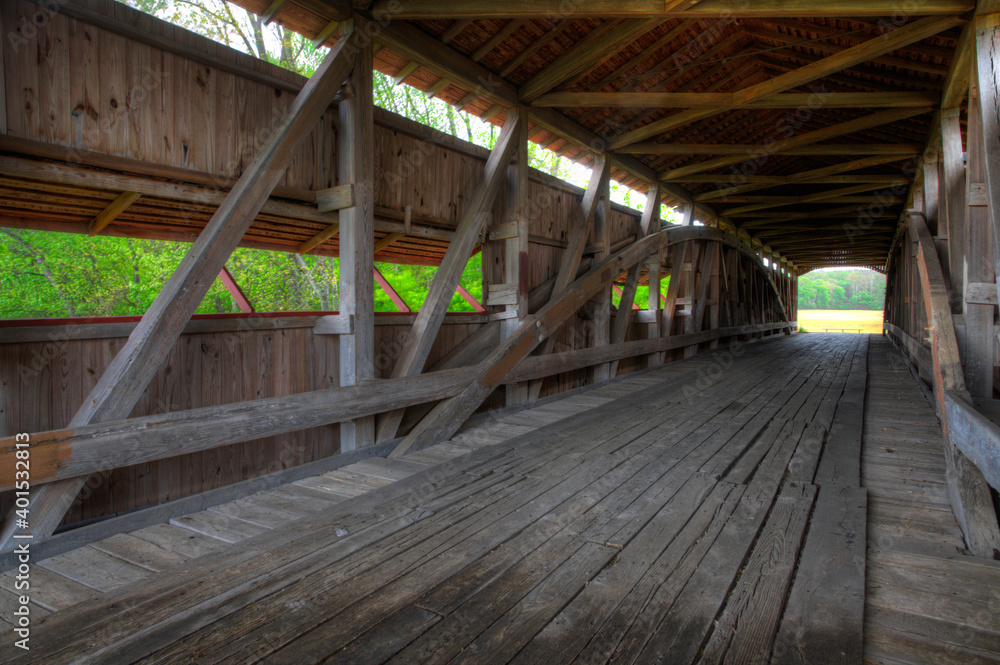 Interior of Neet Covered Bridge in Indiana, United States