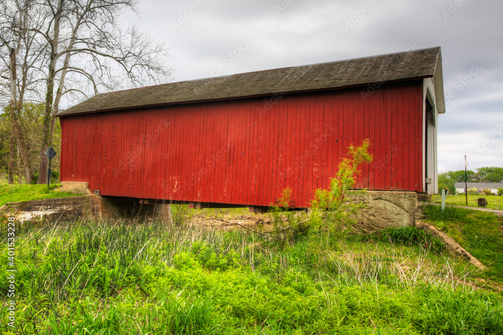 View of Phillips Covered Bridge in Indiana, United States View of Phillips Covered Bridge in Indiana, United States