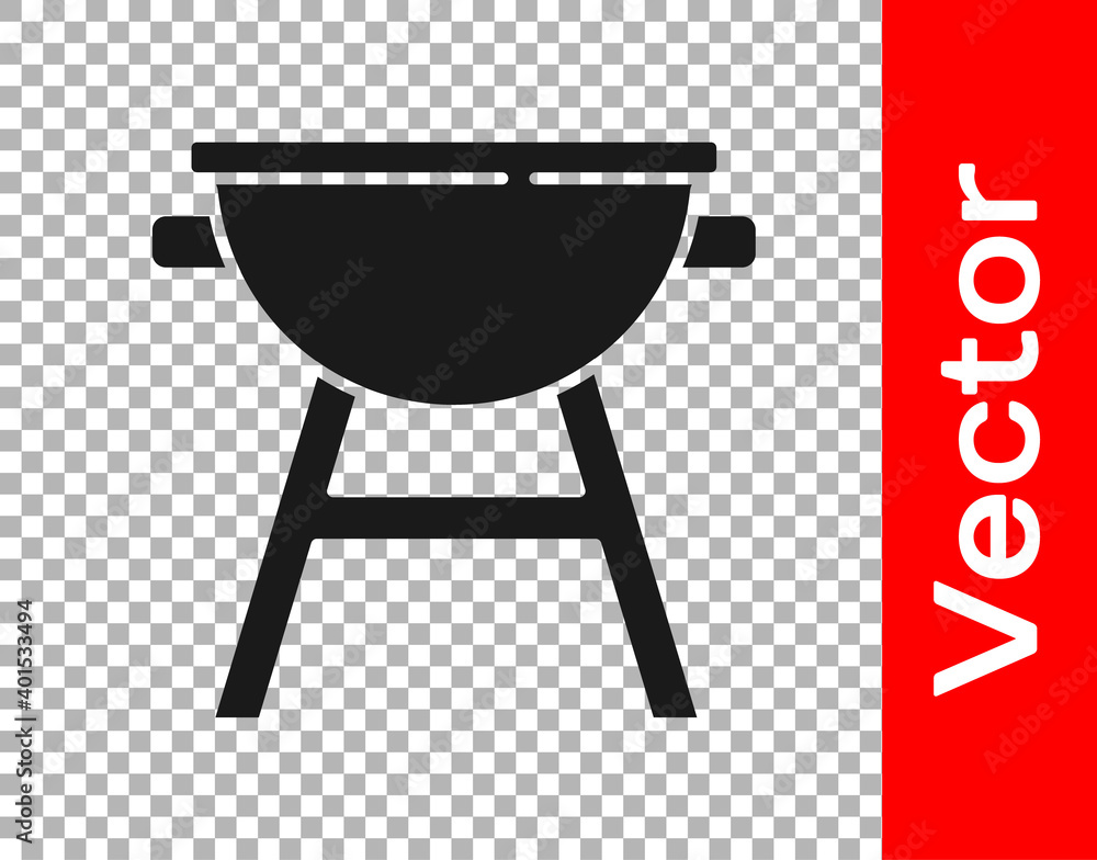 Black Barbecue grill icon isolated on transparent background. BBQ grill party. Vector. Black Barbecue grill icon isolated on transparent background. BBQ grill party. Vector.