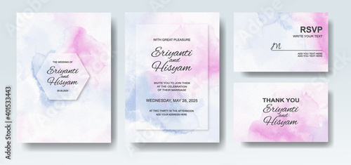 Wedding invitation with abstract splash watercolor