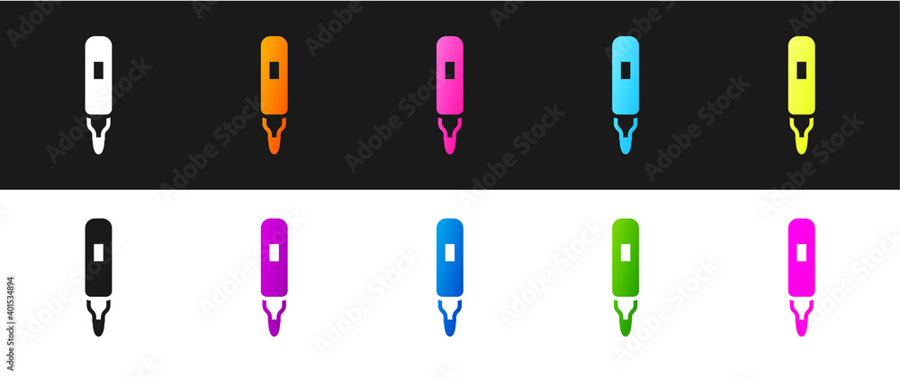 Set Marker pen icon isolated on black and white background. Felt-tip pen. Vector. Set Marker pen icon isolated on black and white background. Felt-tip pen. Vector.