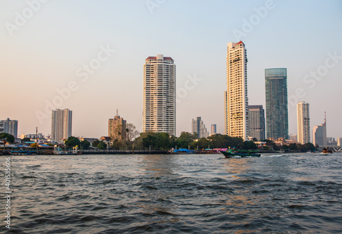 Bangkok Thailand Southeast Asia Traveling on the Chao Phraya River as part of an educational tour
