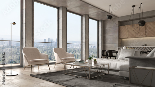 Minimalist Interior of modern living room 3 D rendering © Dmitry Berg