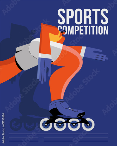 athlete practicing skate sport character