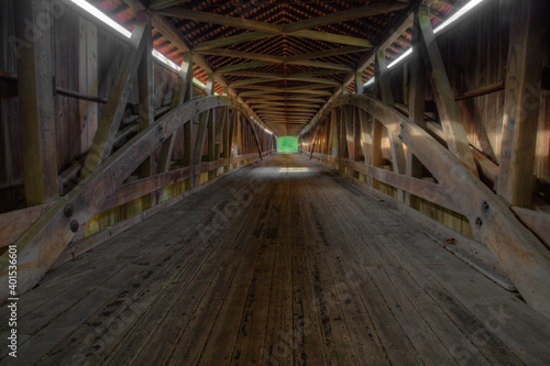 Interior of Deers Mills Covered Bridge in Indiana, United States © Harold Stiver