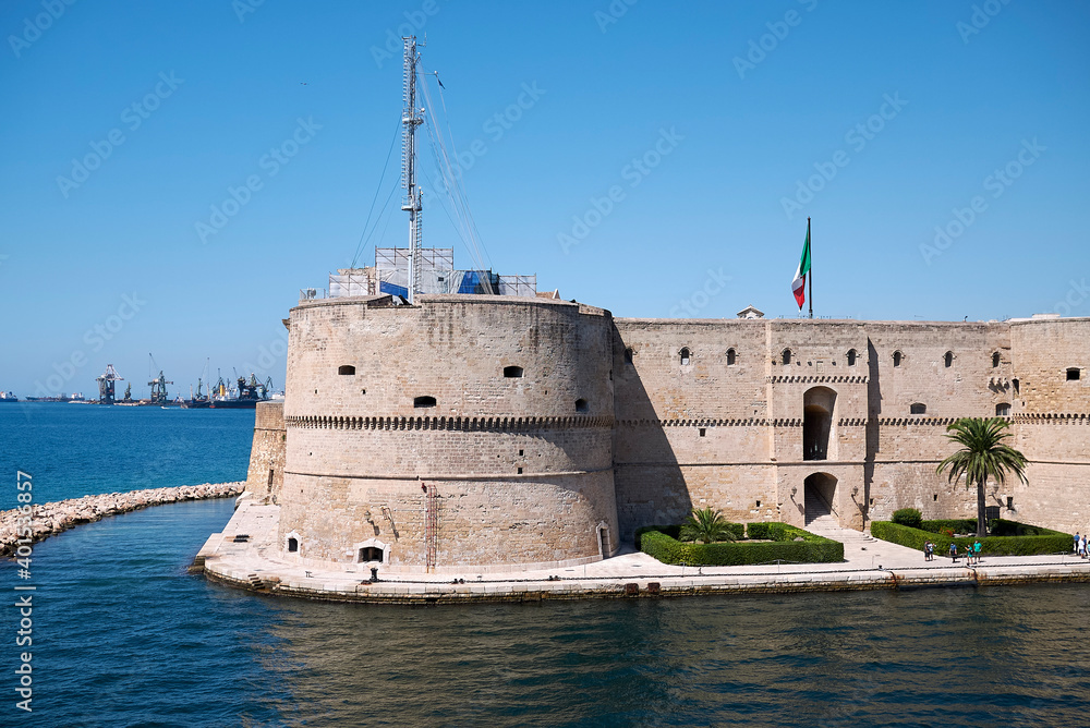 Taranto, Italy - September 06, 2020 : view of Castello Aragonese