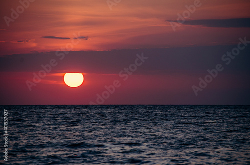 Fototapeta Naklejka Na Ścianę i Meble -  Beautiful sunset on the Black Sea, Sochi, Russia