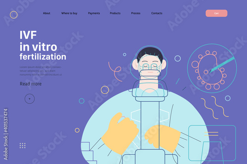 Test tube baby, in vitro fertilization, IVF -medical insurance illustration -modern flat vector concept digital illustration - laboratory assitant carrying out the procedure of IVF, medical laboratory