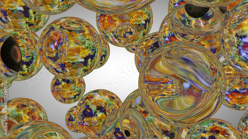 The Abstract colorful circles background. 3D rendering