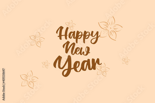 Happy New Year Beige Card Lettering Design