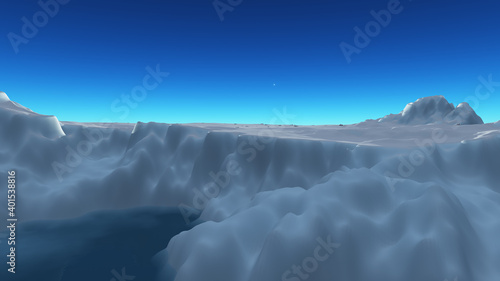 Ice berg on see 3d render