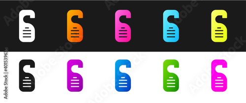 Set Please do not disturb icon isolated on black and white background. Hotel Door Hanger Tags. Vector.