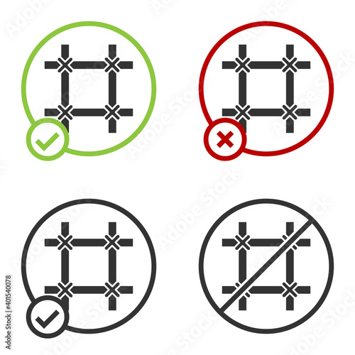 Black Prison window icon isolated on white background. Circle button. Vector.