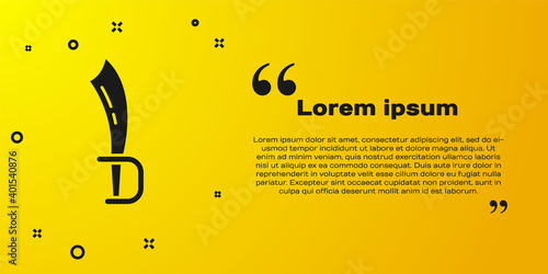 Black Pirate sword icon isolated on yellow background. Sabre sign. Vector.