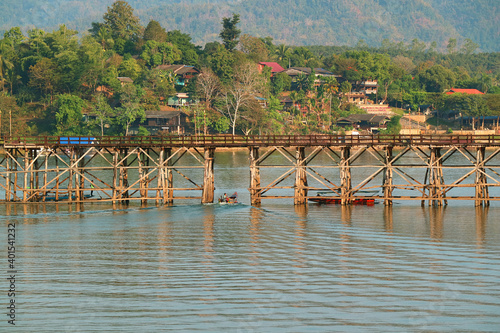 Mon Bridge or Saphan Mon, the Iconic Landmark of Sangkhlaburi District, Kanchanaburi Province, Western Thailand