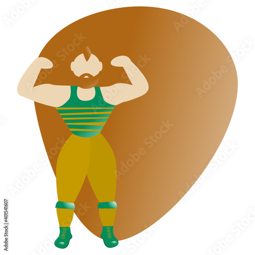 The circus strongman. Isolated vector illustration for banner or flyer. Copy space