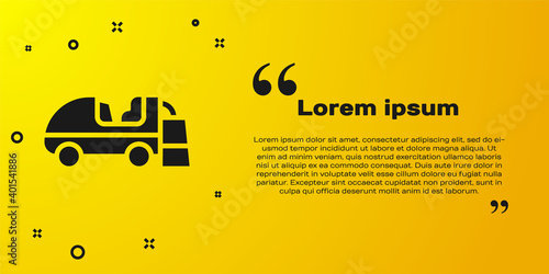 Black Ice resurfacer icon isolated on yellow background. Ice resurfacing machine on rink. Cleaner for ice rink and stadium. Vector.