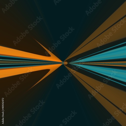 abstract background with lines creative high speed motion effect in vivid orange and blue colours on jet black background
