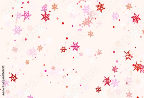 Light Pink, Red vector template with ice snowflakes.
