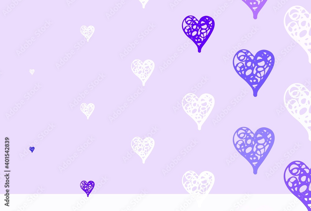 Light Purple vector background with hearts.