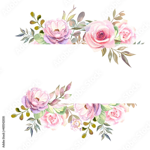 cute flowers frame with roses