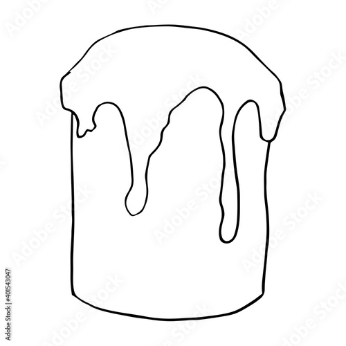 Easter cake black and white Vector Line art. Catolic Easter symbol. For invitention, postcard, coloring book.