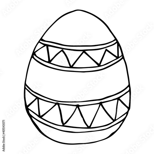 Ornament Easter egg vector black and white line art. Catolic Easter symbol. For invitention, postcard, coloring book. photo