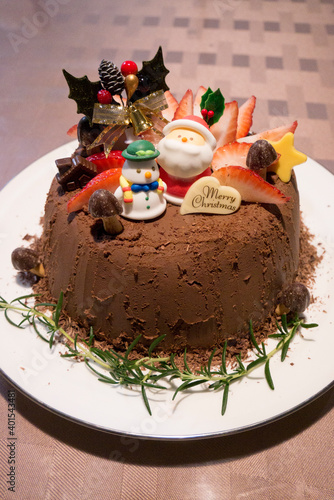チョコレートの手作りクリスマスケーキ