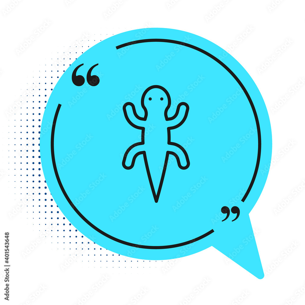 Black line Lizard icon isolated on white background. Blue speech bubble symbol. Vector. Black line Lizard icon isolated on white background. Blue speech bubble symbol. Vector.