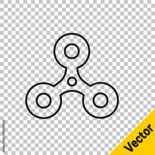 Black line Fidget spinner icon isolated on transparent background. Stress relieving toy. Trendy hand spinner. Vector.
