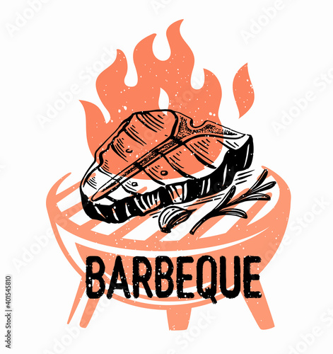 steak grilled barbecue with flame