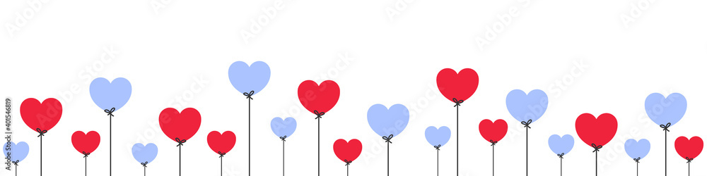 Hearts flying on white background. Vector symbols of love for Happy Women's, Mother's, Valentine's Day, birthday greeting card design. Trendy design. Vector illustration