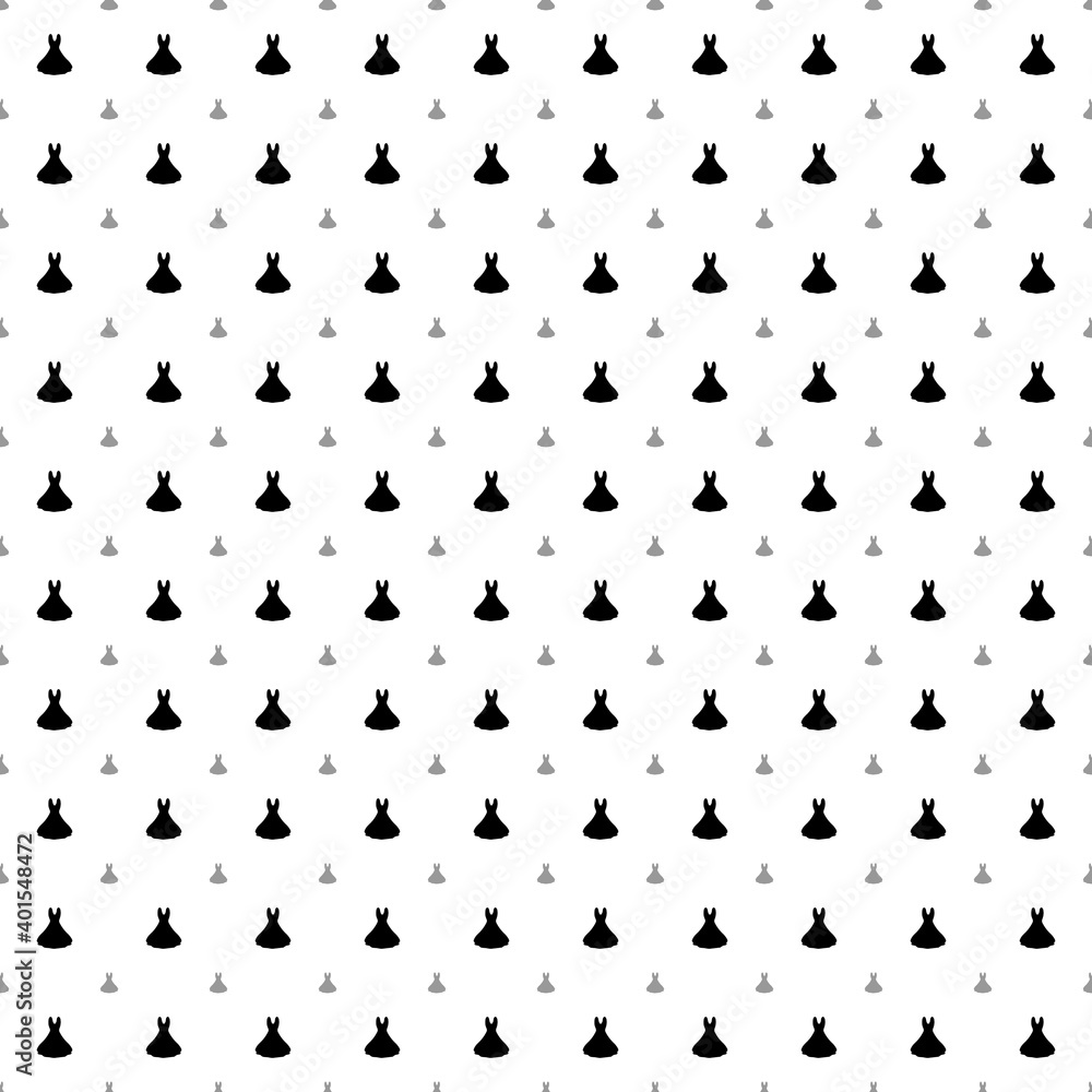 Square seamless background pattern from geometric shapes are different sizes and opacity. The pattern is evenly filled with black flared dress symbols. Vector illustration on white background