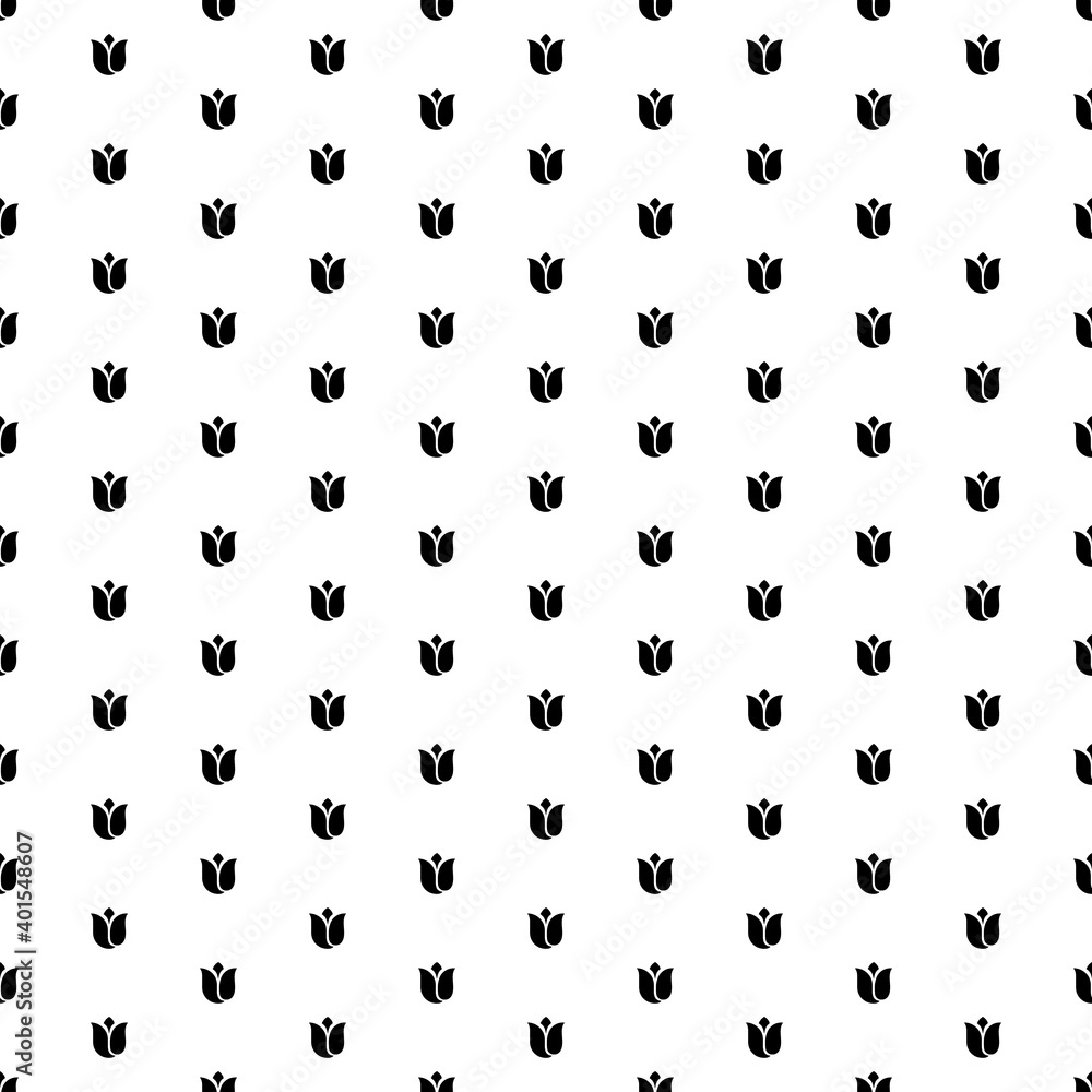 Naklejka premium Square seamless background pattern from geometric shapes. The pattern is evenly filled with black tulips. Vector illustration on white background