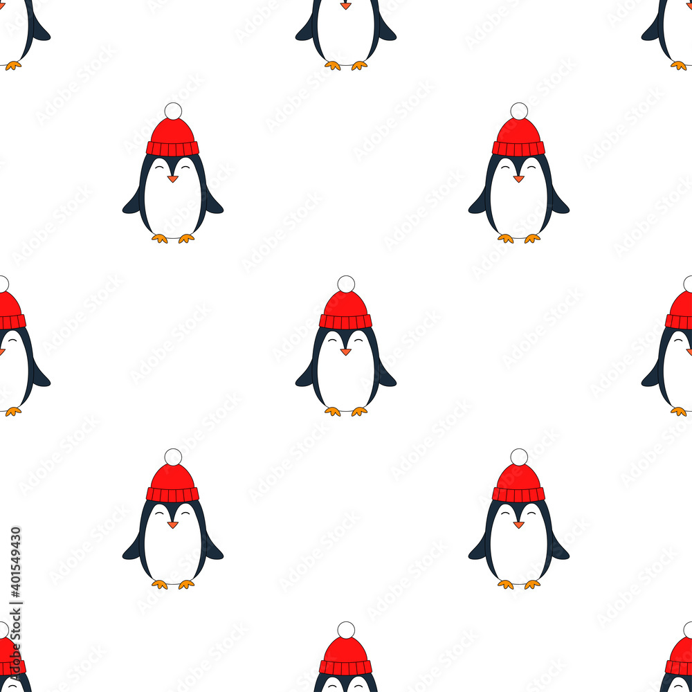 \Cute Penguins Seamless Repeat Vector Pattern.
