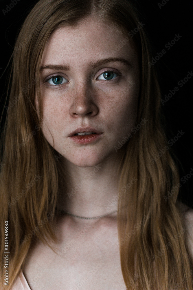 portrait of a young woman with blonde hair. Nature face portrait of a young woman with blonde hair. Nature face
