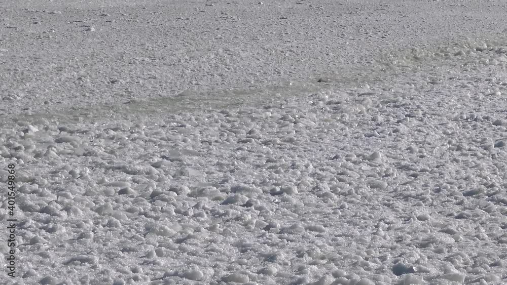 The frozen Black Sea, chunks and blocks of sea ice swaying on the water near the coast during a storm at sea near Odessa, Ukraine, 2017 The frozen Black Sea, chunks and blocks of sea ice swaying on the water near the coast during a storm at sea near Odessa, Ukraine, 2017