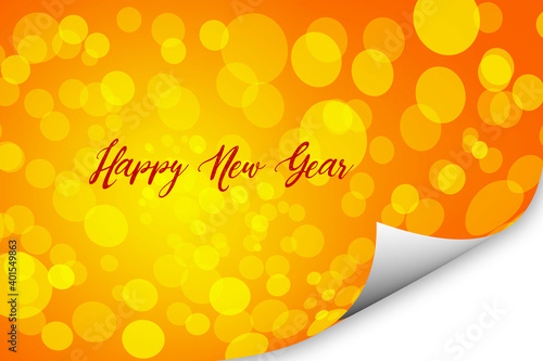 happy new year 2021 greeting card design with copy space with curl page effect