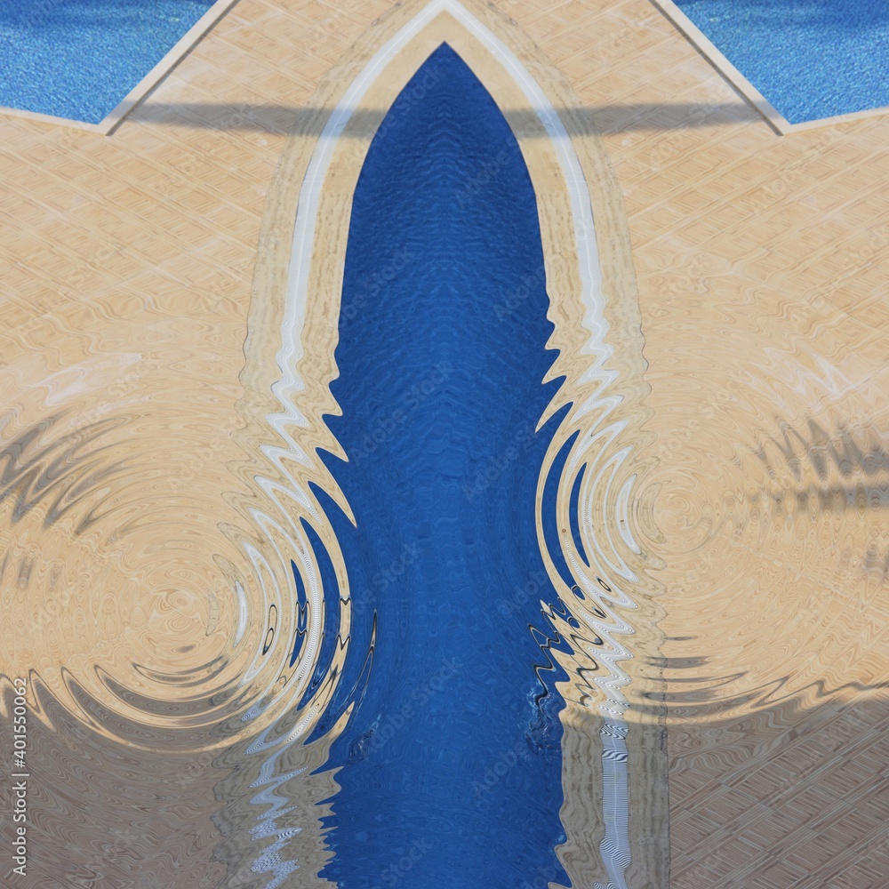 photograph of swimming pool area transformed into variations of