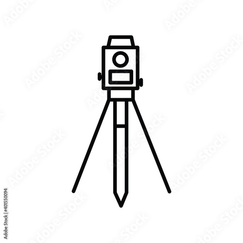 Construction camera on the tripod line icon
