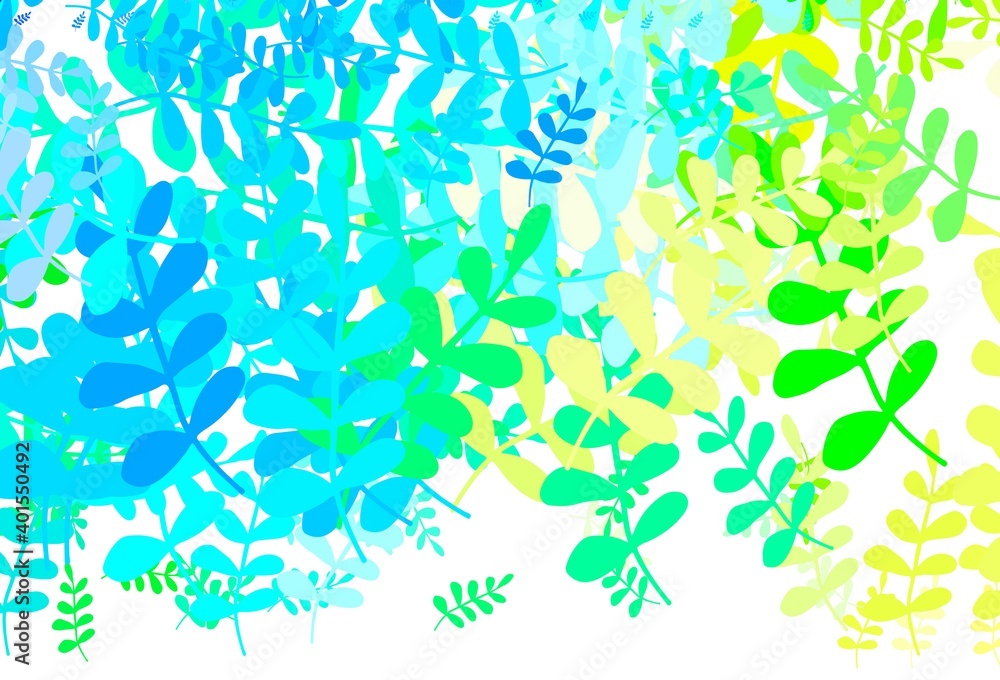 Light Blue, Green vector abstract pattern with leaves.