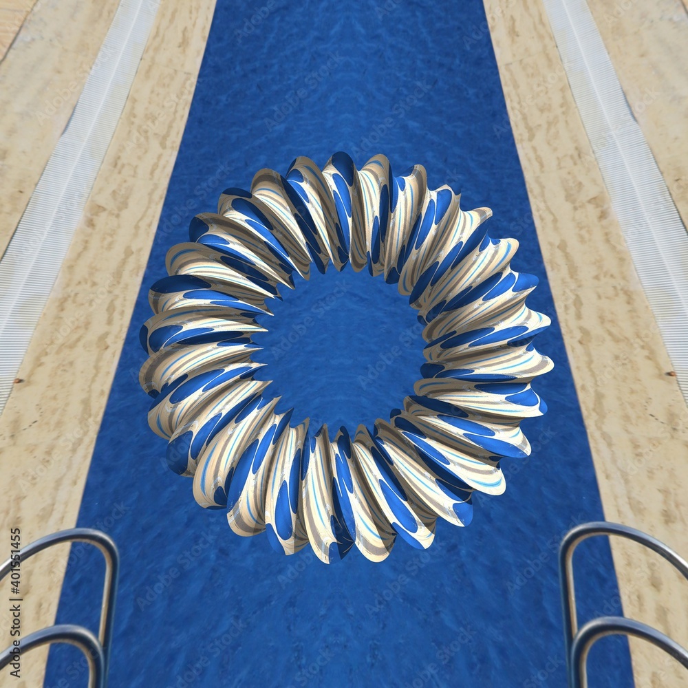 photograph of swimming pool area transformed into variations of