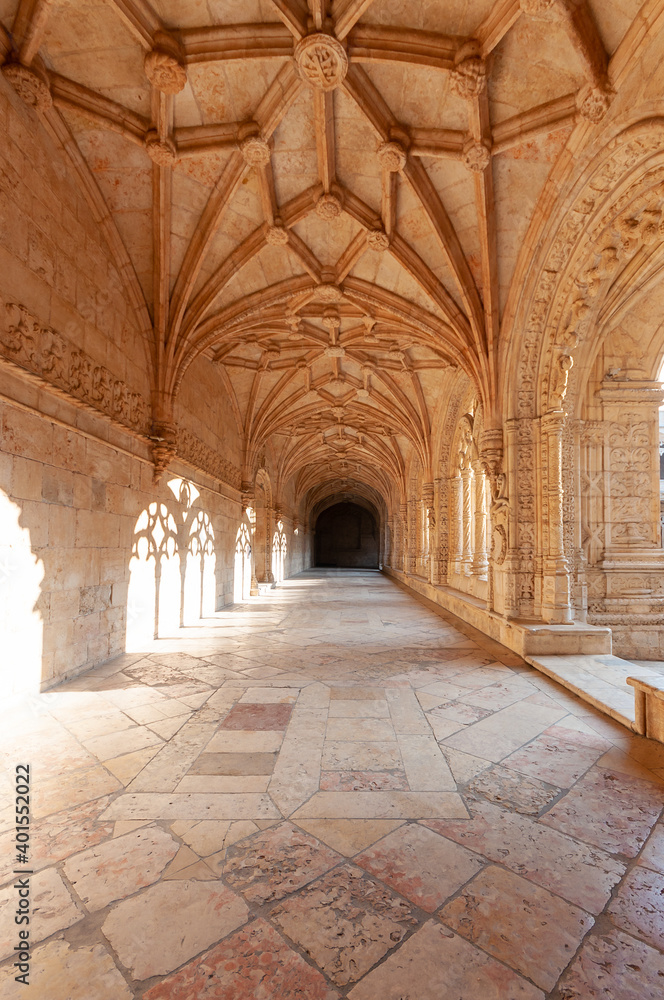 Monastero dos Jerónimos and its cloister and gothic style carvings, Lisbon - Portugal