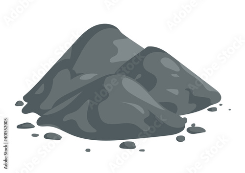 Isometric vector illustration cement pile isolated on white background. Heap of cement colorful vector icon. Cement pile in flat cartoon style. Construction and building material.